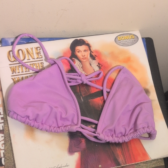Sabree Y2K 2000's Purple String Tie Bikini Top Size Large Vintage Retro - Picture 1 of 5